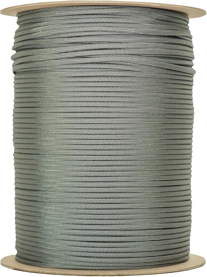 The Paracord Store | Type III 550 Paracord - 1000 FT Spool, Charcoal Grey | Heavy Duty 7 Strand Tactical Paracord - USA Made Nylon Outdoor Parachute Cord for Camping, Fishing & More - Survival Cord