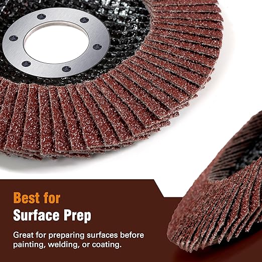 10 Pack Aluminum Oxide Flap Discs 4 1/2 for Angle Grinder 120 Grit 7/8” Arbor Flap Wheel for Rust Removal, Sanding and Finishing, T29