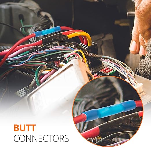 Wirefy 180 PCS Heat Shrink Butt Connectors Kit - Marine Grade Wire Butt Splice Connectors - Electrical, Waterproof - 22-10 AWG