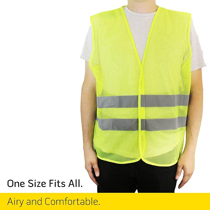 PeerBasics Safety Vests 5 Pack - Yellow Reflective High Visibility, Men Women