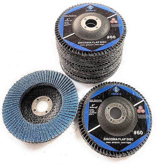 SIGNI 4" x 5/8" Premium Zirconia Flap Discs T27 10-Pack (Grit 60#)