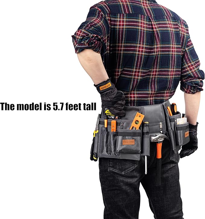 Tool Belt,12 Pockets Tool Belts for Men, Heavy Duty Carpenter/Construction/DIY'er/Electrician .Double layer thickened polyester fiber with waterproof coating.
