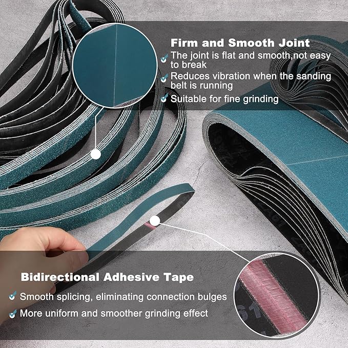 HARFINGTON 1/2 x 18 Inch Sanding Belts, 32 Pcs 60 Grit Zirconia Abrasive Belt Sander File Belt for Woodworking, Metal Polishing, Knife Sharpener