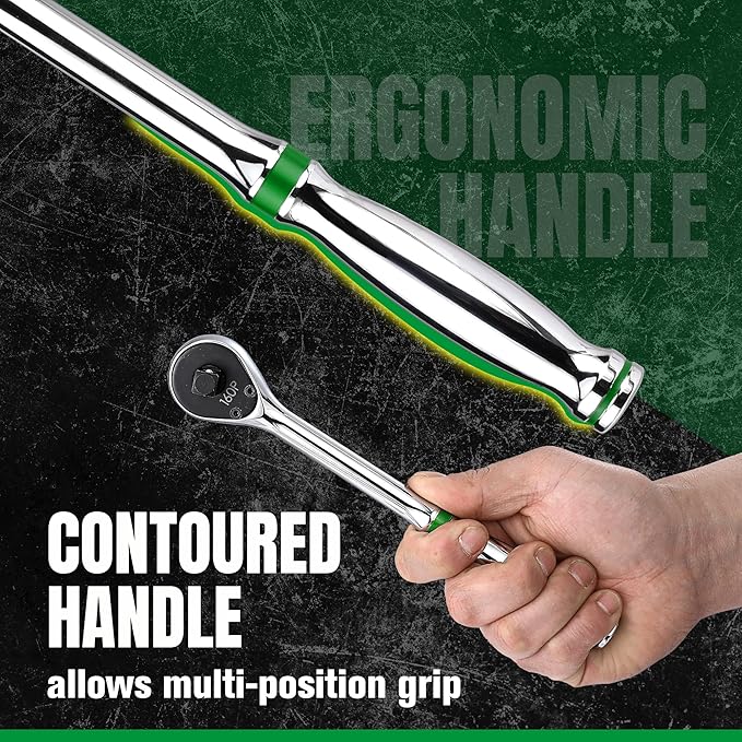 SK 3/8" Drive Ratchet Handle, 160-Position 2 Pawl Ratchet, Premium CR-V Construction, with Contoured Handle