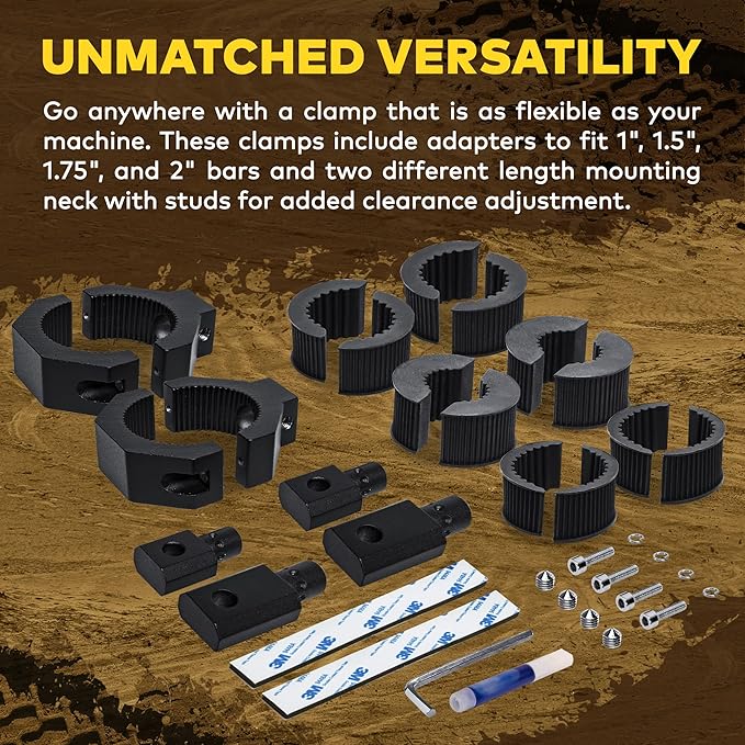 LAMPHUS Off-Road ATV UTV Light Bar Mounts Mounting Bracket Clamp Kits [1"/1.5"/1.75"/2" Inch] [360-Degree] [2 x Stud Size] Aluminium Unit Bull Roll Cage Clamps Mount