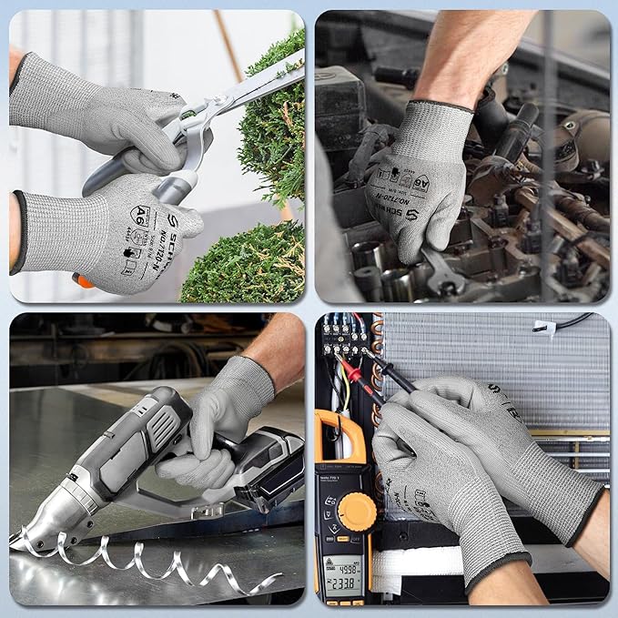 Schwer 3 Pairs Cut Resistant Gloves ANSI A6 Cut Proof Work Gloves, Touchscreen, for Men and Women Used to Woodworking, Glass Cutting, Construction, Cargo Handling, Material Sorting, Car Repair, S