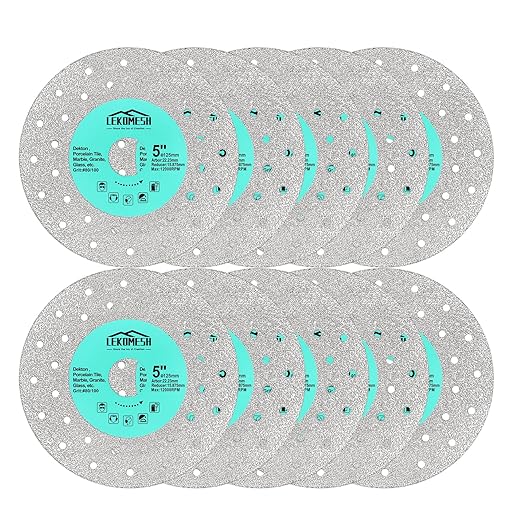 Rock Slab Grinding Disc - 5 inch Glass Cutter Disc(10pcs), Granite Cutting Blade, Diamond Grinder Wheel for Rock Slab, Stone, Tile, Marble, Granite, Glass Diamond Saw Blades