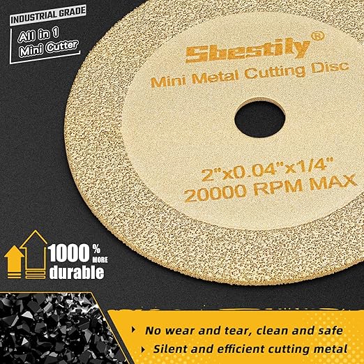 Diamond Cutting Wheel 2 Inch Die Grinder Cut Off Wheel for Metal & Stainless Steel, Nuts, Bolts, Screws, Gypsum, Ceramic, Glass, PVC Pipe, Rotary Tool Drill Cutter Attachment