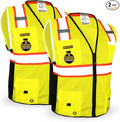 KwikSafety - Charlotte, NC - BIG KAHUNA Safety Vest [2 PACK] Class 2 ANSI OSHA Reflective Vest Durable High Visibility Vest Construction Safety Vest for Men Industrial Work Gear/Yellow Small