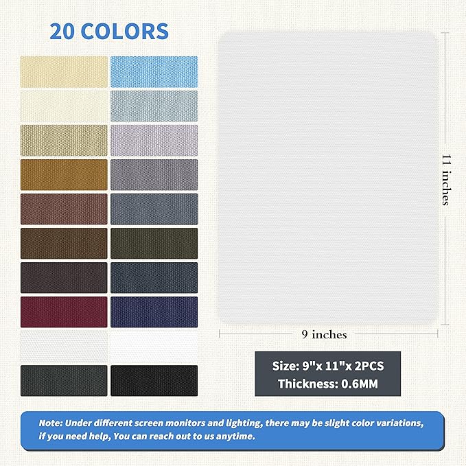 KING MOUNTAIN Canvas Repair Patch 9 x11 Inch 2 Pcs Self-Adhesive Waterproof Fabric Patch for Sofas, Tents, Furniture,Tote Bags, Car Seats (White1.0)