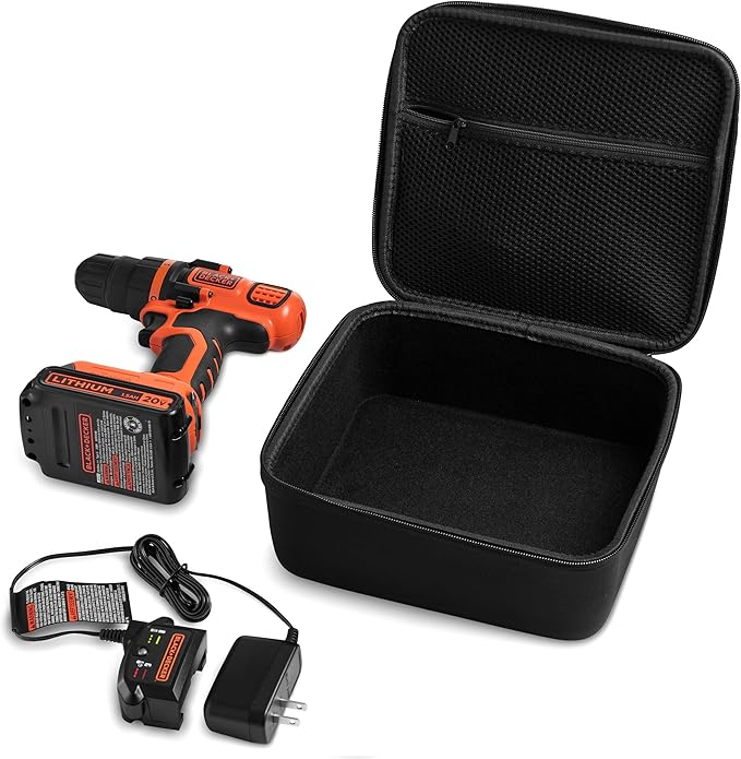 caseling Hard Case - 8.67" x 7.8" x 3.5" - Fits BLACK+DECKER LDX120C / LD120VA Cordless Drill/Driver - EVA Protection Foam Hard Shell Holder for Electronics Storage and Travel (Case only)