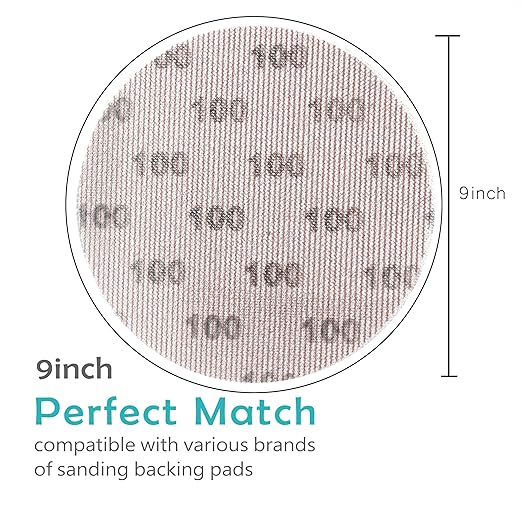 Mesh Drywall 9 Inch Sanding Disc 100 Grit 25PCS, Sand Screen 9in Sandpaper Net Dust Free Hook and Loops Discs | Compatible with Radius 360 Drywall Sander | Ideal for Drywall, Floor, Putty Use
