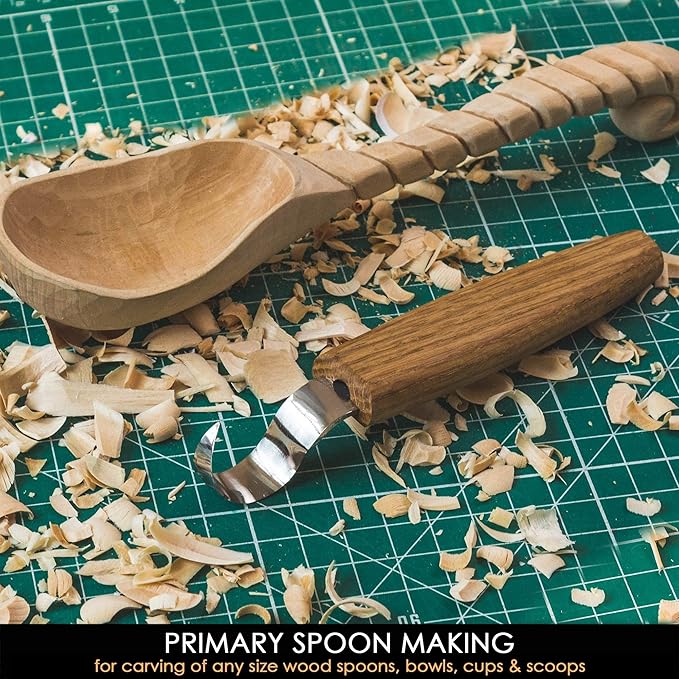 BeaverCraft Spoon Carving Hook Knife SK1 - Spoon Carving Tools Right-Handed - Crooked Whittling Knife for Spoons Kuksa Bowls and Cups, Whittling Tools for Beginners and Professional Carvers