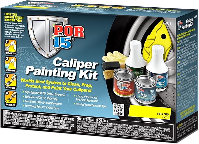 POR-15 Caliper Painting Kit, Clean, Prep and Paint Brake Calipers, Yellow