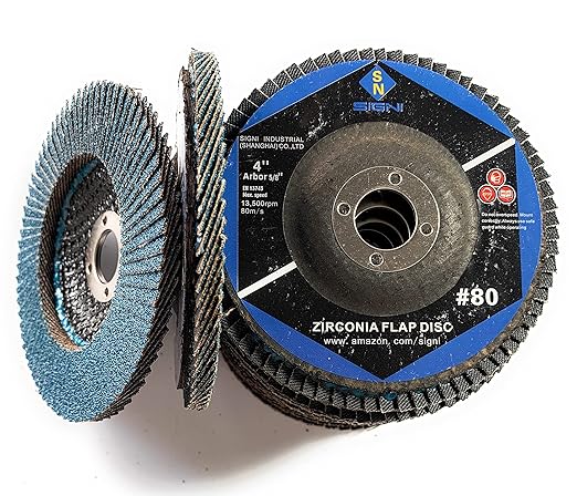 SIGNI 4" x 5/8" Premium Zirconia Flap Discs T27 10-Pack (Grit 80#)