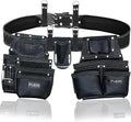 Heavy Duty 19 Pocket Leather Tool Belt Multipurpose Pockets Work Organizer Pouch Framing Fat Lip Tool Holder for Carpenter, Construction, Handyman, and Electrician Tool Belt Set