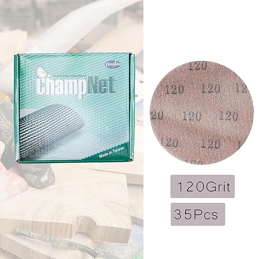 Mesh 5 inch 6 inch Sanding Discs 35PCS Hook and Loop Sanding Discs, Dust-Free, Ideal for Metal, Wood, Composites, Stock Removal, and Fine Finishing (5in, 120 Grit)