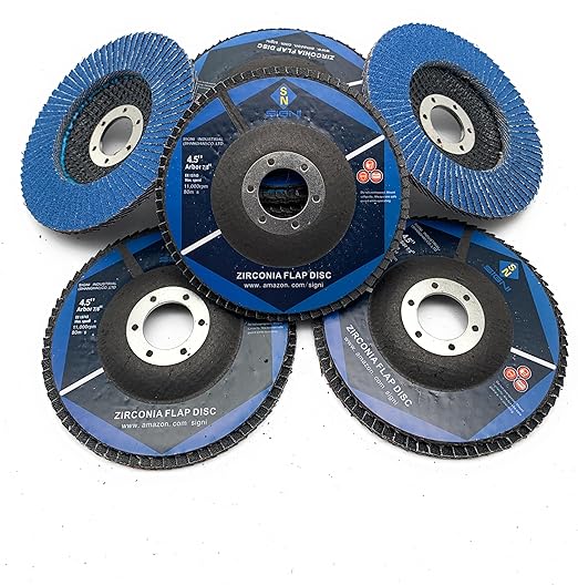 SIGNI 4" x 5/8" Premium Zirconia Flap Discs T27 10-Pack (4.5 inch T27 80#)