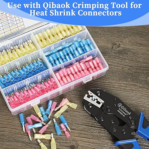 Qibaok 320PCS Heat Shrink Bullet Connectors Kit Female & Male Bullet Butt Terminals Insulated Waterproof Electrical Marine Crimp Automotive Connectors