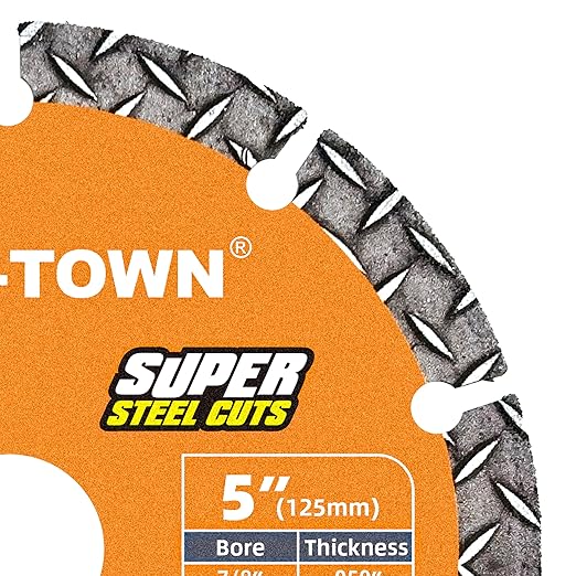 TWIN-TOWN 5" Diamond Cutting Wheel with 7/8" Arbor, Metal Cut Off Wheel, Carbide Cutting Wheel for Angle Grinder, 5000+ Cuts on Rebar, Steel, Iron, and INOX