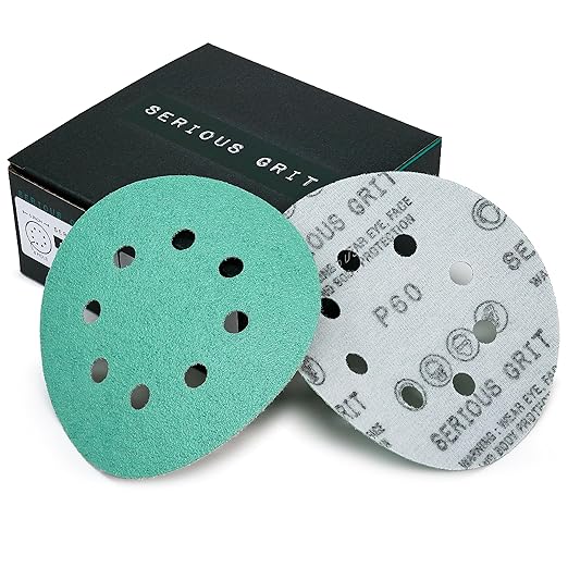Sanding Discs 5 Inch 8 Hole 60 Grit - Heavy-Duty Hook & Loop Wet Dry Film Sandpaper Discs - Coarse Grit Sand Paper for Random Orbital Sanders - Wood, Automotive, Metal, etc - 25 Pack Box