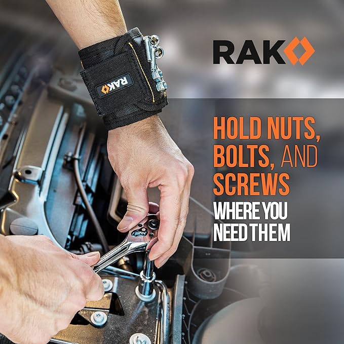 RAK Magnetic Wristband for Holding Screws, Nails, Drill Bits for Men - Premium Nylon with Lightweight Powerful Magnets, Magnetic Wristband for Tools, Gifts for Dad, Husband, Grandpa, Handyman