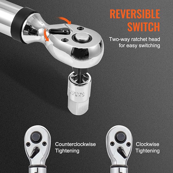 VEVOR Digital Torque Wrench, 3.7-37ft.lb/5-50n.m 3/8" Drive Electronic Torque Wrench Set, 3-Mode Adjustable Torque Wrench Set with LED Buzzer Calibration