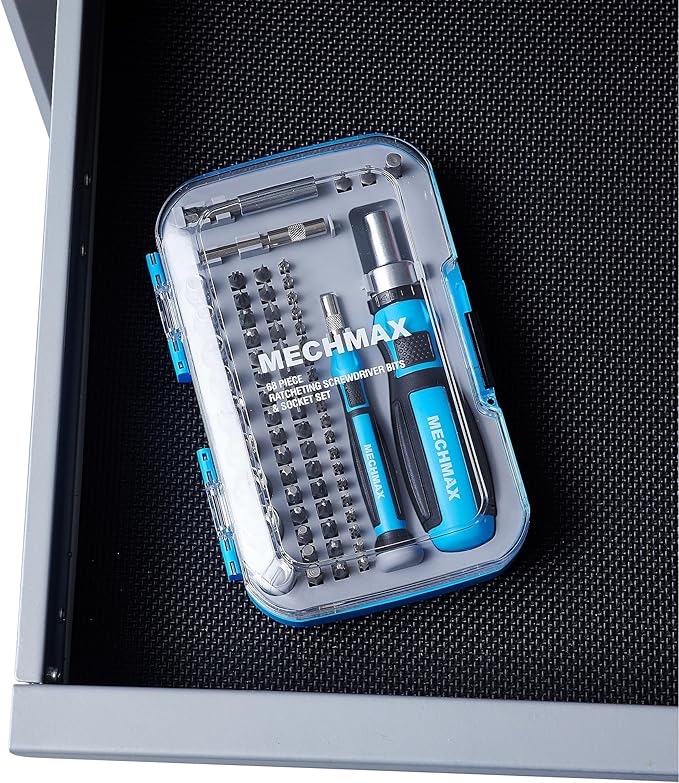 68 Piece MECHMAX Magnetic Ratchet Screwdriver Set, Socket and Interchangeable Bits Slotted, Phillips, Star, Precision Bits with Case for Home, Office, Car, Automotive, Ring Doorbell and as A Gift