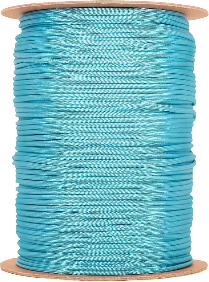 The Paracord Store | Type III 550 Paracord - 1000 FT Spool, Neon Turquoise | Heavy Duty 7 Strand Tactical Paracord - USA Made Nylon Outdoor Parachute Cord for Camping, Fishing & More - Survival Cord