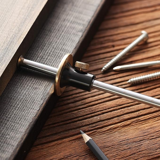 Mr. Pen Wheel Marking Gauge, 2 Extra Blades, Laser Engraved Graduations, Solid Brass Face, Adjustable