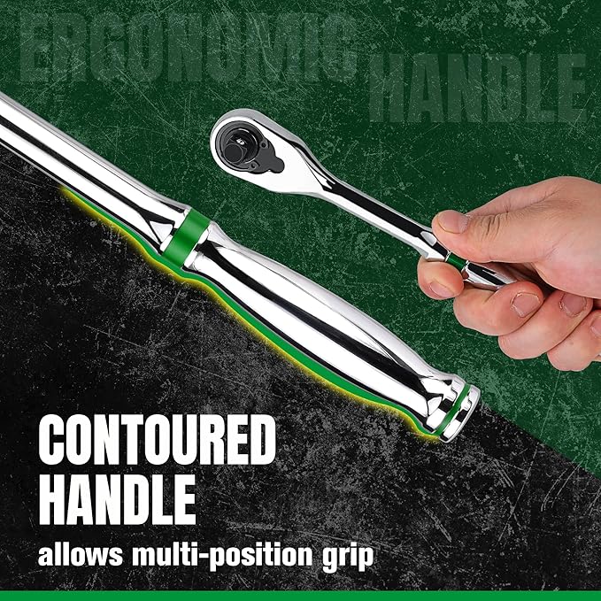 SK 1/2" Drive Ratchet Handle, Pear Head, 90-Tooth Ratchet, Alloy Steel, with Contoured Handle