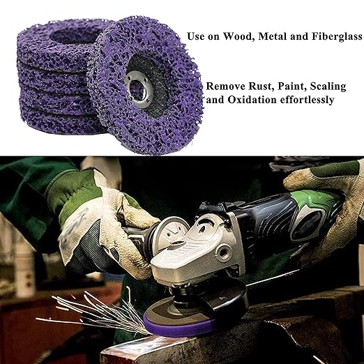 6 Pack 4-1/2" x7/8'' Strip Discs Rust Remover Wheel for Angle Grinders Clean and Remove Paint, Coating, Rust and Oxidation for Wood Metal Fiberglass Work Purple