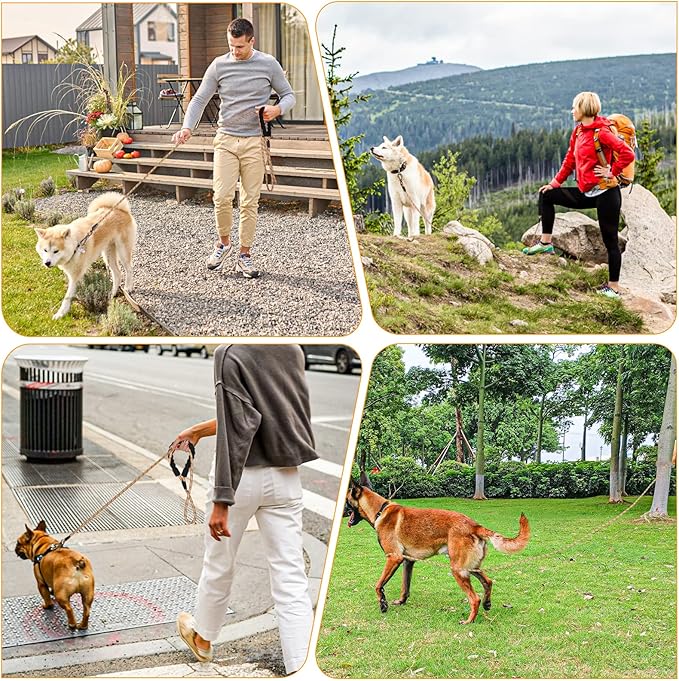 NTR 15FT Long Dog Leash, Check Cord with Swivel Lockable Hook and Comfortable Padded Handle for Dog Leash for Small Medium and Large Dogs Walking Training Hiking Camping Playing Orange Color