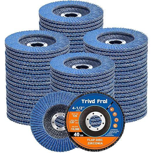 40 Pack Flap Discs 4 1/2 for Angle Grinder Sanding Disc - Trivd Frol 40/60/80/120 Grit T29 Flap Disc, 7/8 Inch Zirconia Abrasive Grinding Wheel Disc for Metal, Wood, Stainless Steel Finishing