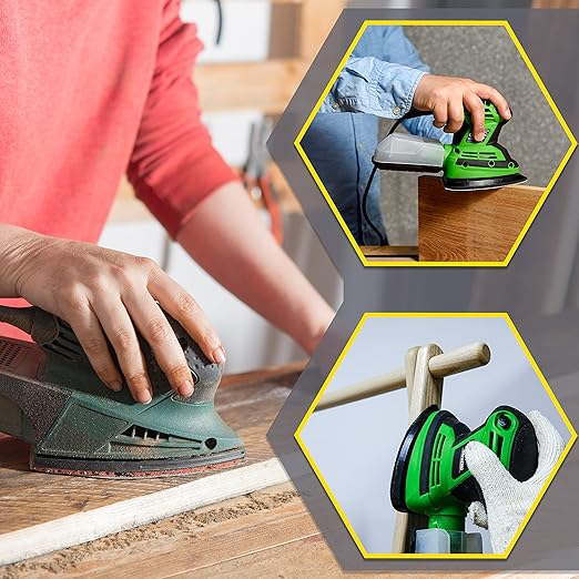 S&F STEAD & FAST Mouse Sander Sandpaper 60 Grit 25 Pack, Black and Decker Mouse Sander Pads, 12 Hole Hook and Loop Sanding Pads, Detail Palm Sand Paper Set with Tack Cloth