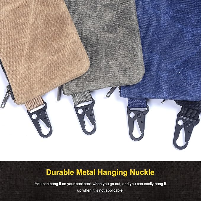 Heavy-Duty Canvas Tool Bag, Multipurpose Storage Pouch, Pouches for Organization, Tool Bag Organizer, Canvas Zipper Pouch, 12.5" x 7" - 4-Pack