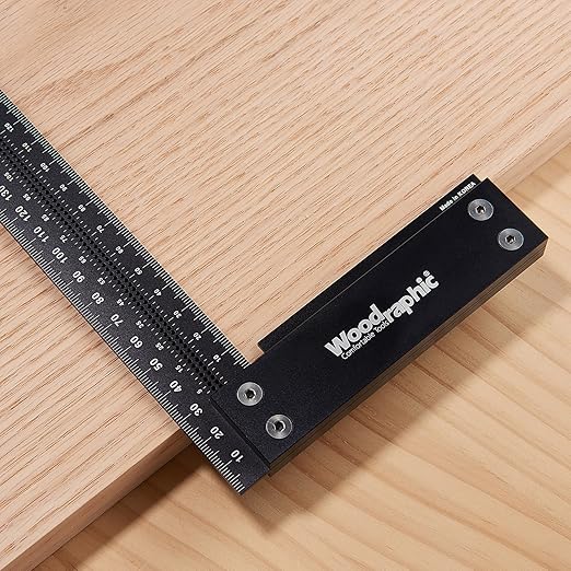 Precision Square Ruler for Measuring and Marking - Aluminum Steel Framing Tool for Professional Carpentry Use (300mm)