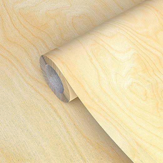 GSCIT Club Birch Wood Veneer, 12 inch x 15ft Wood Edge Banding Pre-glued Flexible, Veneer Tape Banding for Cabinet Repair Furniture Restoration