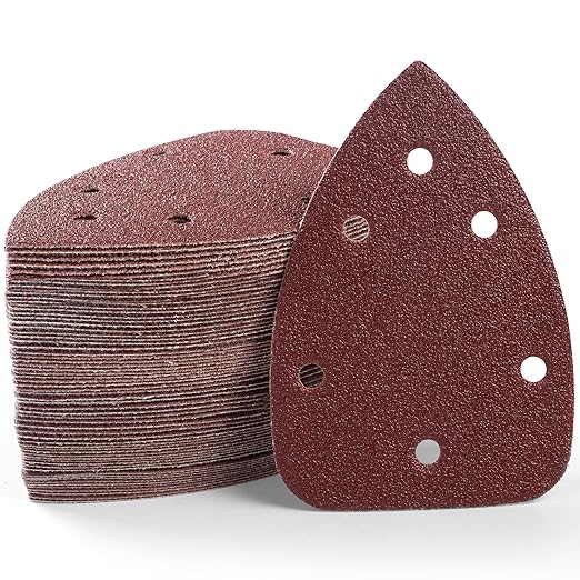 S SATC 60 PCS Mouse Sander Sandpaper 6 Holes Detail Sander Sandpaper Palm Sander Paper Hook and Loop Mouse Sanding Pads Assorted 60/80/100/120/180/240 Grit