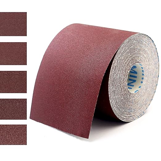 5 Grits Emery Cloth Roll，60 to 240 Grit Sandpaper roll Ready-to-wrap Ready-to-Cut 4 inch by 32.8 feet Long Abrasive Sand Paper Rolls 60.80.120.180 and 240grid