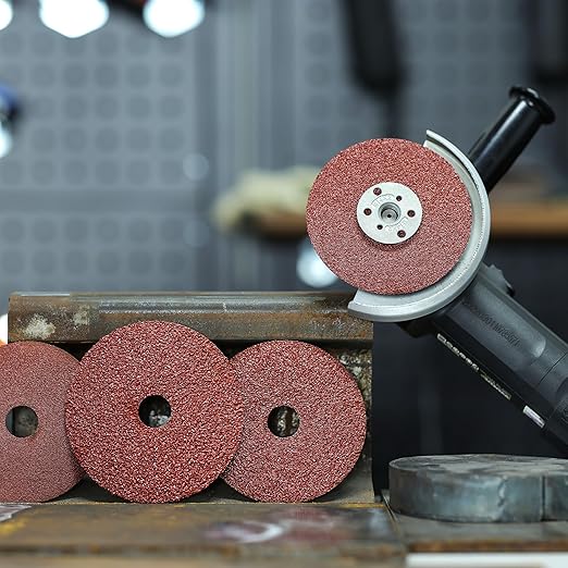 Aluminum Oxide Resin Fiber Sanding and Grinding Discs, 4.5” x 7/8”, 80 Grit - 25 Pack