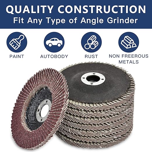 4 Inch Flap Discs, Akamino 20 PCS 40 60 80 120 Grit Assorted Sanding Pad for Angle Grinder, Compatible with Dewalt Makita