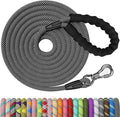 NTR 50FT Long Dog Leash - Black Rope with Swivel Lockable Hook and Comfortable Padded Handle - Dog Training Leash for Walking, Hunting, Camping, Backyard - Suitable for Small, Medium, and Large Dogs