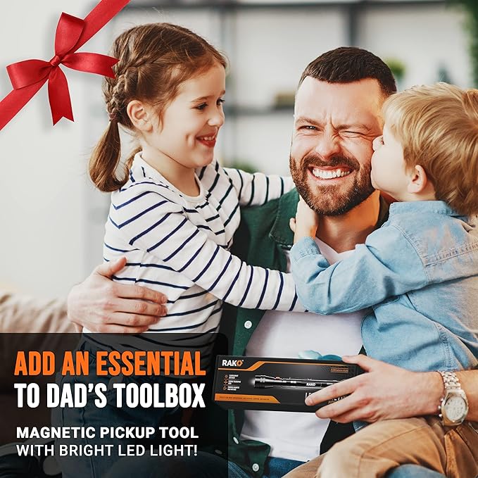 RAK Magnetic Pickup Tool Gifts for Men - Telescoping Magnet with LED Flashlight and 22 Inches Extendable Neck, Cool Magnetic Flashlight Gifts for Dad, Husband, Grandpa, Handyman