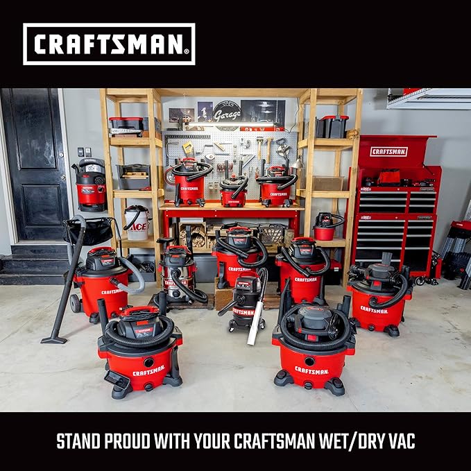CRAFTSMAN CMXEVBE17596 20 Gallon 6.5 Peak HP Heavy Duty Wet/Dry Shop Vacuum with Filter, Dust Bag, Hose, Attachments and CMXEVBE17678 1.75 Peak HP Wet/Dry Shop Vac Powerhead with Filter Bag and Hose