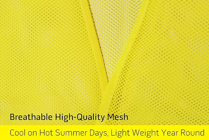 PeerBasics Safety Vests 5 Pack - Yellow Reflective High Visibility, Men Women