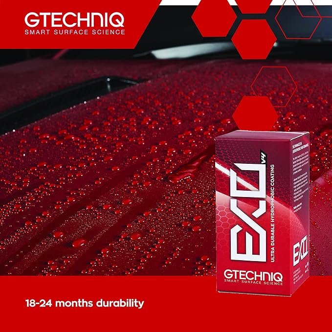 Gtechniq EXO Crystal Hydrophobic, Dirt Repellent Coating for Cars, Easy to Apply - 50ml (Sufficient for 1 Med-Large Car) - 18-24 Month Protection
