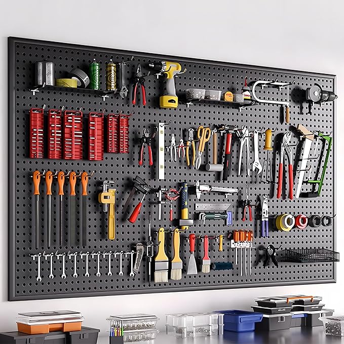 Pegboard Hook 100 Pcs, Heavy Duty Peg Board Hooks fit 1/8"＆1/4" Pegboards, Pegboard Accessories with Peg Locks for Organizing Various Tools,Peg Board Tool Utility Hooks