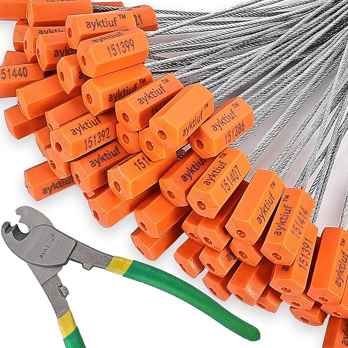 240 Pieces Security Cable Seals, Metal Number Security Tags for Truck, Trailers, Cargo, Containers, Vans, Oil Tank, Milk Vehicle (Orange, 240 Pack)
