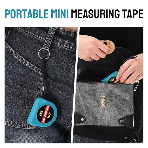 50 Pcs 6 FT Mini Tape Measure Retractable Bulk Small Measuring Tape Pocket Size Measurement Tool for Operation Christmas Items Party Favor Gifts Stuffers for Men(Lake Blue)